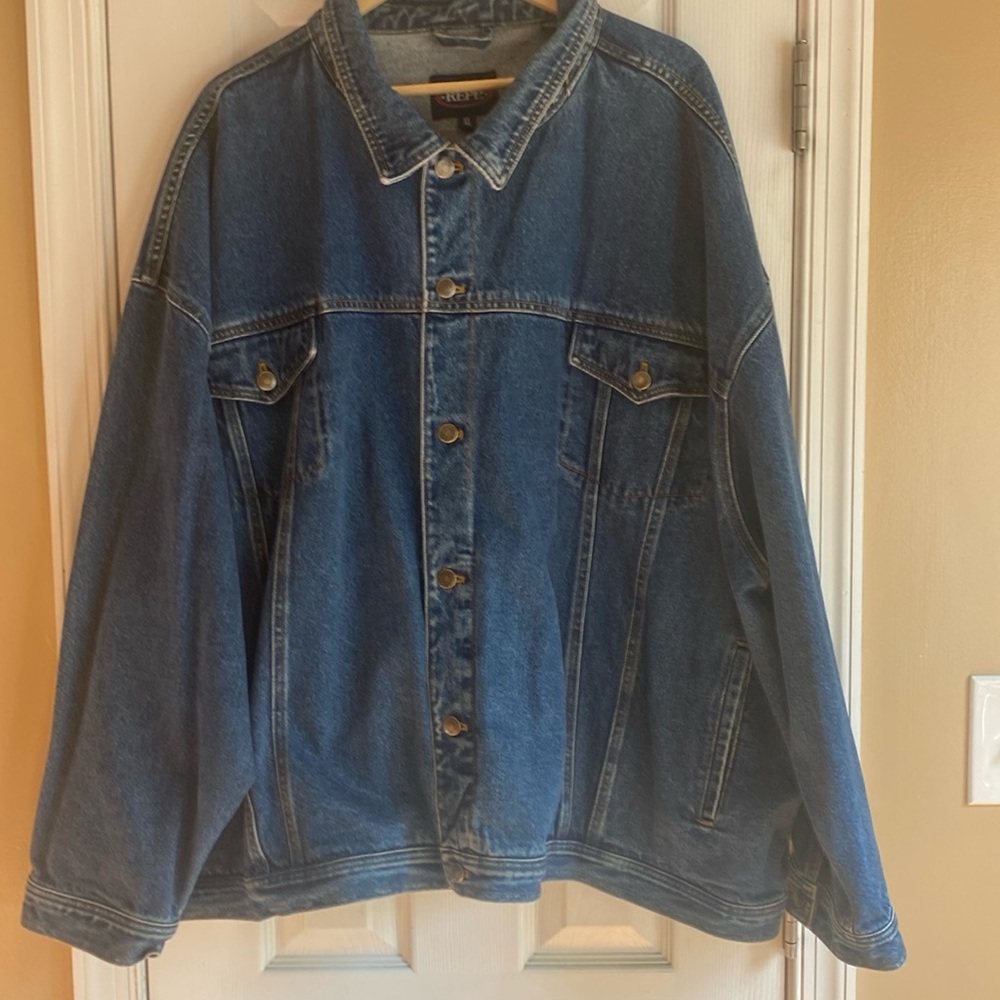 Mens 6XL Distressed Repp Jean Jacket
